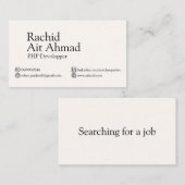 Visitekaartje voor werklozen, werkzoekenden (Voorkant / Achterkant)