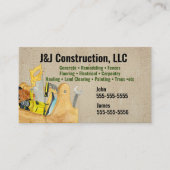 Visitekaartje voor werktuigen van bouwbedrijven (Voorkant)