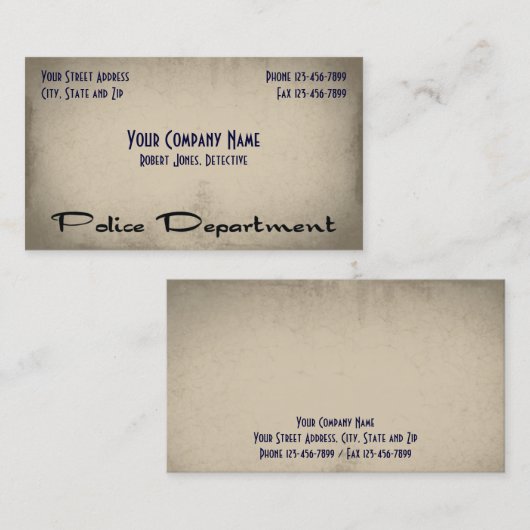 Visitekaartje voor wetshandhaving bij de politie (Voorkant / Achterkant)