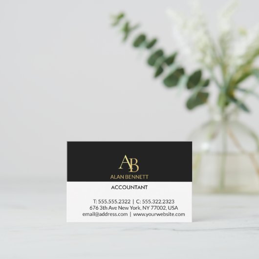 visitekaartje voor zwart en goud (Staand voorkant)