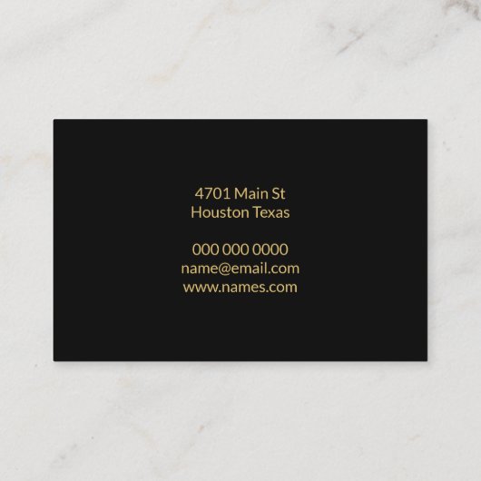 visitekaartje voor zwart en goud (Achterkant)