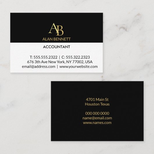 visitekaartje voor zwart en goud (Voorkant / Achterkant)