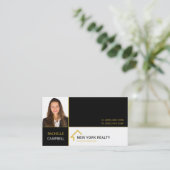 Visitekaartje voor zwart en goudonroerend goed (Staand voorkant)