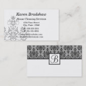 Visitekaartje voor zwart en grijs Damasinterieur o (Voorkant / Achterkant)