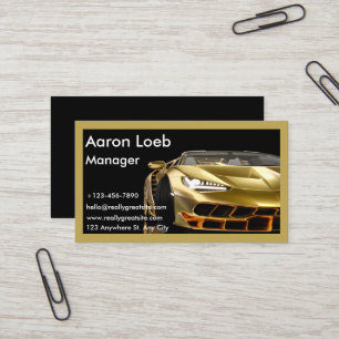 Visitekaartje voor zwarte en gouden auto's