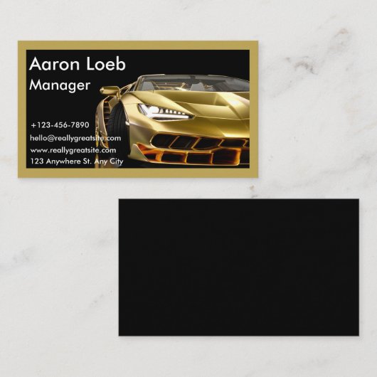 Visitekaartje voor zwarte en gouden auto's (Voorkant / Achterkant)