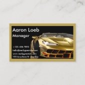 Visitekaartje voor zwarte en gouden auto's (Voorkant)