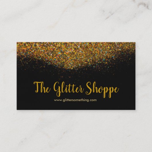 Visitekaartje voor zwarte en goudglitterschijven (Voorkant)