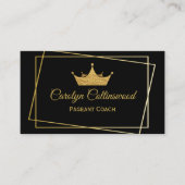 Visitekaartje voor zwarte en goudkleurige tapijten (Voorkant)