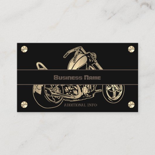 Visitekaartje voor zwarte en goudmotor (Voorkant)