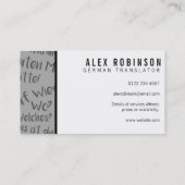 Visitekaartje voor zwarte en grijze duitse vertale (Achterkant)