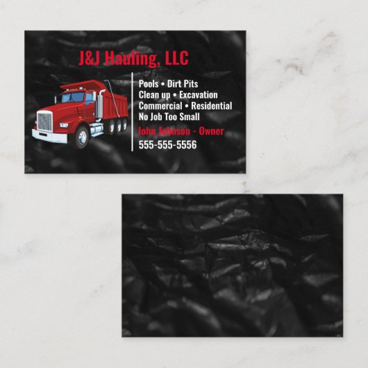 Visitekaartje voor zwarte en rode pomp (Voorkant / Achterkant)