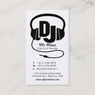 Visitekaartje voor zwarte en witte DJ-promotor