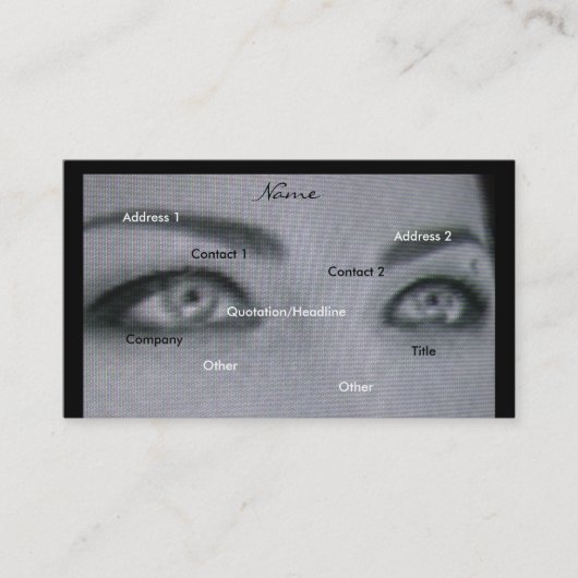 Visitekaartje voor zwarte en witte fotograaf (Voorkant)