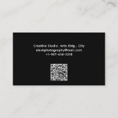 Visitekaartje voor zwarte professionele fotograaf (Achterkant)