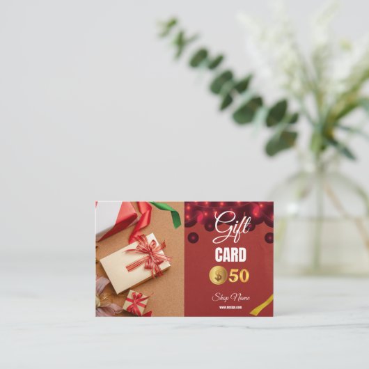 Visitekaartje voucher $50 (Staand voorkant)