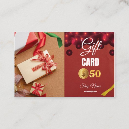 Visitekaartje voucher $50 (Voorkant)