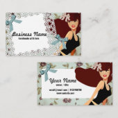 visitekaartje - vrouw, mode, meisje, haarboog (Voorkant / Achterkant)