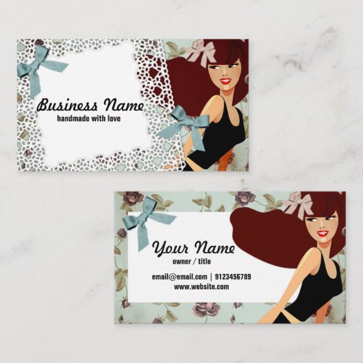 visitekaartje - vrouw, mode, meisje, haarboog
