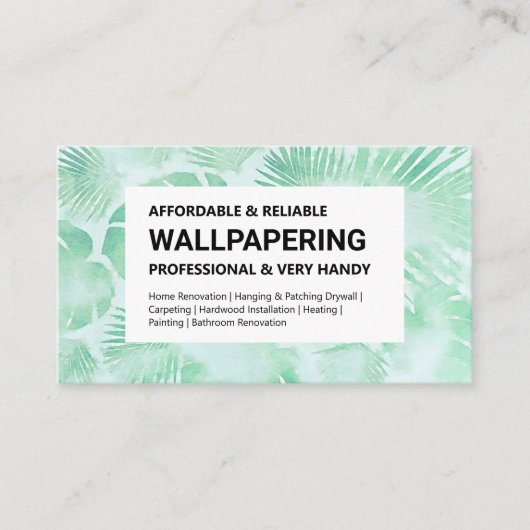 Visitekaartje Wallpaper Service - Green on White (Voorkant)