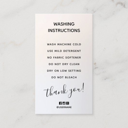 Visitekaartje wasinstructies (Voorkant)