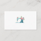 Visitekaartje waterverf blauwgroen roze (Achterkant)