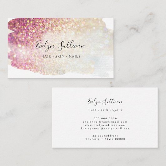 visitekaartje waterverf glitter (Voorkant / Achterkant)