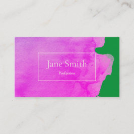 VISITEKAARTJE waterverf IN GROEN EN PINK