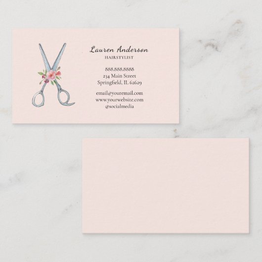 Visitekaartje waterverf schaar-haar-lijst (Voorkant / Achterkant)