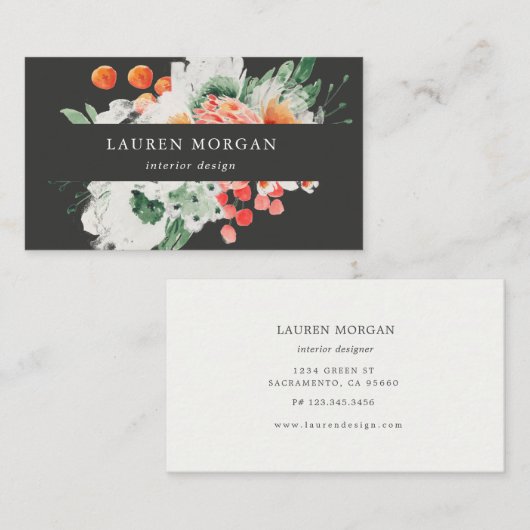 visitekaartje waterverf van wilde bloemen in de zo (Voorkant / Achterkant)