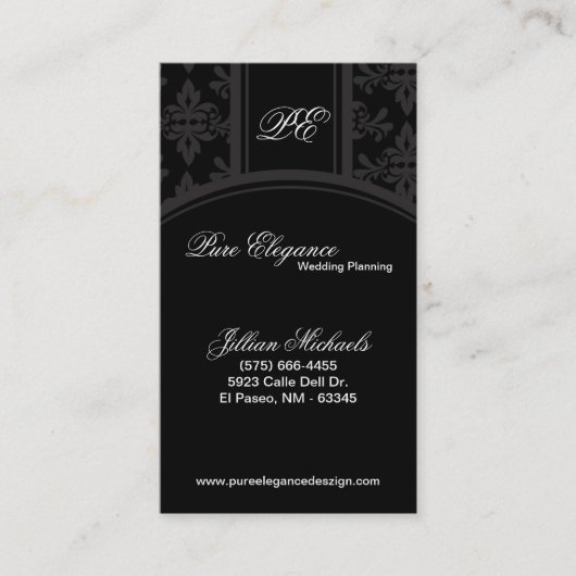 Visitekaartje Wedding Planner Damask Filigree (Voorkant)
