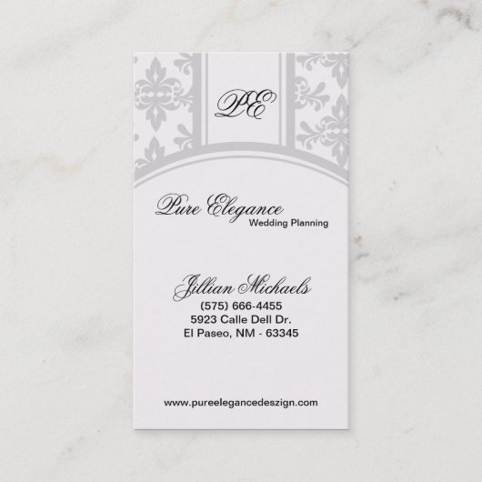 Visitekaartje Wedding Planner Damask Filigree (Voorkant)