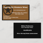 Visitekaartje western land : gebrande ster (Voorkant / Achterkant)