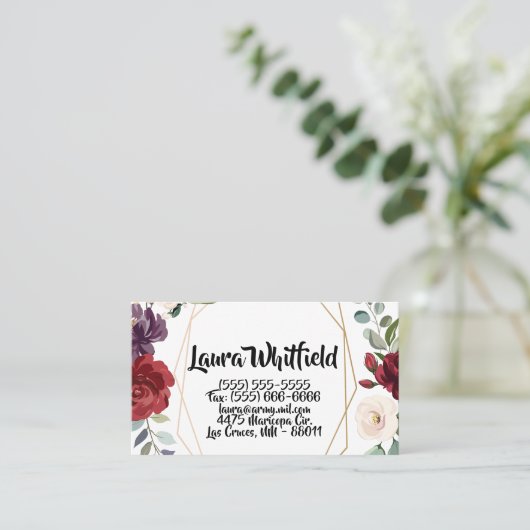 Visitekaartje Wit Roses Goud Geometrisch Flo (Staand voorkant)