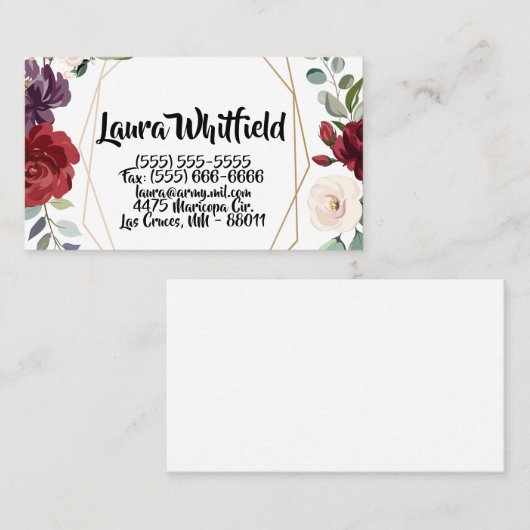 Visitekaartje Wit Roses Goud Geometrisch Flo (Voorkant / Achterkant)