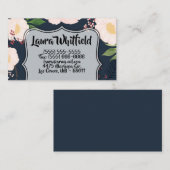 Visitekaartje Witte Bloembloemen op Donkerblauw (Voorkant / Achterkant)