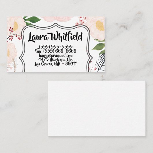 Visitekaartje Witte Bloemen op Wit (Voorkant / Achterkant)