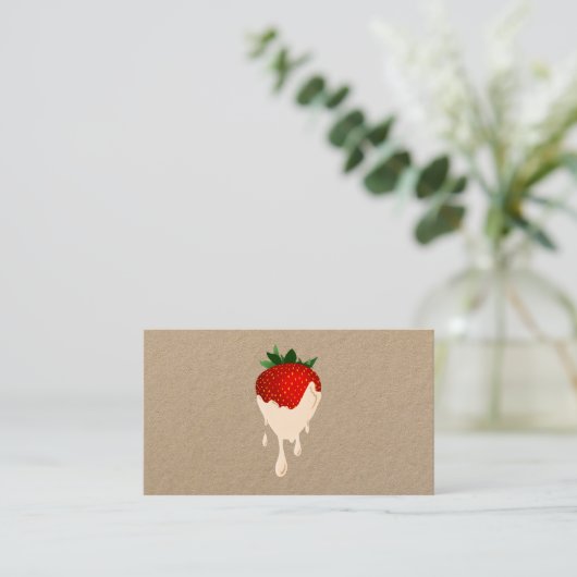 visitekaartje witte chocoladeaardbei (Staand voorkant)