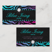 Visitekaartje Zebra Blauwe Stippen Blauwe roze (Voorkant / Achterkant)