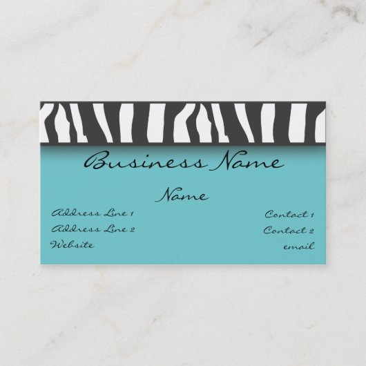 Visitekaartje Zebra Print (Voorkant)