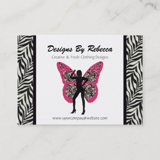 Visitekaartje Zebra Print Butterfly (Voorkant)
