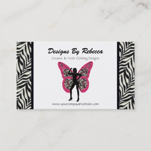 Visitekaartje Zebra Print Butterfly (Voorkant)