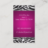 Visitekaartje Zebra Print Cosmetology (Achterkant)