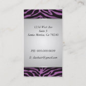 Visitekaartje Zebra Print Cosmetology (Lavender) (Achterkant)