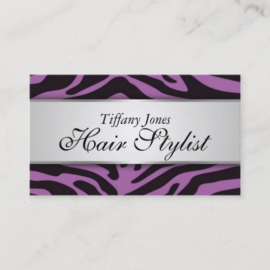 Visitekaartje Zebra Print Cosmetology (Lavender) (Voorkant)