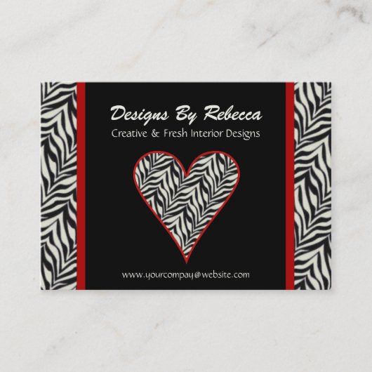 Visitekaartje Zebra Print Heart (Voorkant)