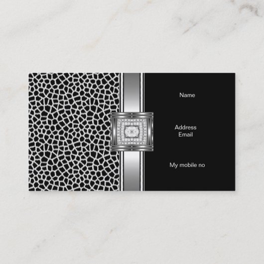 Visitekaartje Zilver op Grijs Zwart Diamond Jewel (Achterkant)
