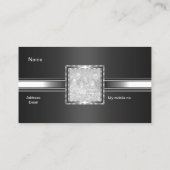 Visitekaartje Zilver op Grijs Zwart Voeg Logo Foto (Achterkant)