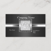 Visitekaartje Zilver op Grijs Zwart Voeg Logo Foto (Voorkant)