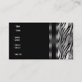 Visitekaartje Zilver Zwart Wit Zebra (Achterkant)
